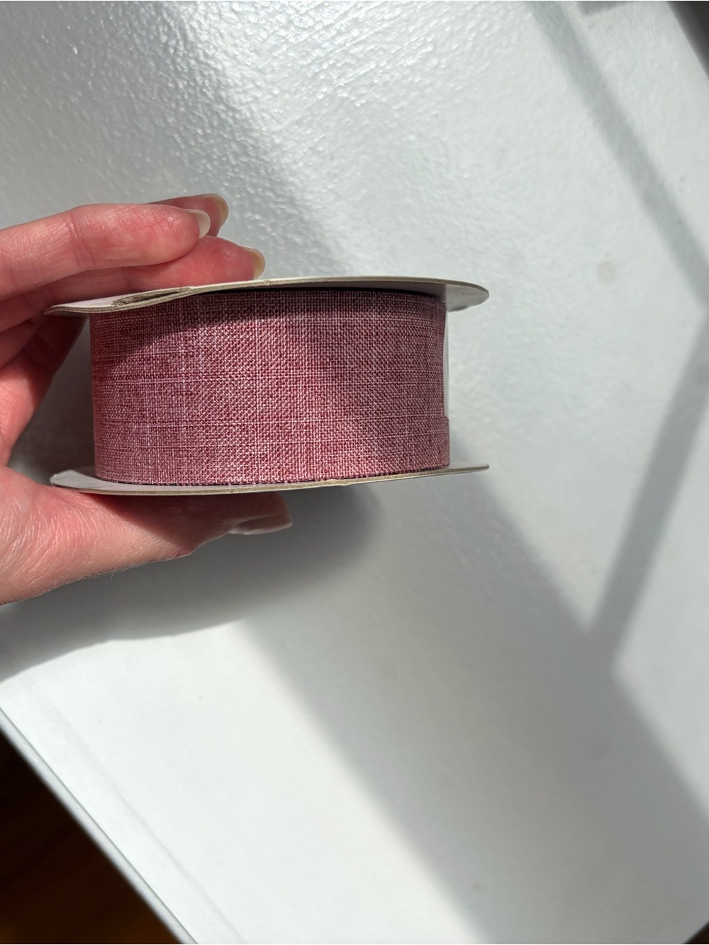 Dusty Rose Mauve Pink Linen Ribbon 40mm 1.6 Inch 25 Yards Wedding Craft